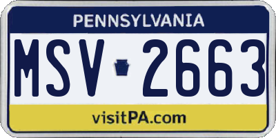 PA license plate MSV2663