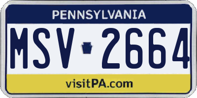 PA license plate MSV2664