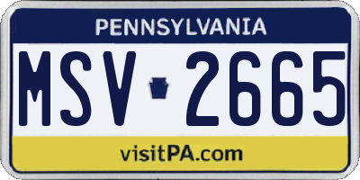 PA license plate MSV2665