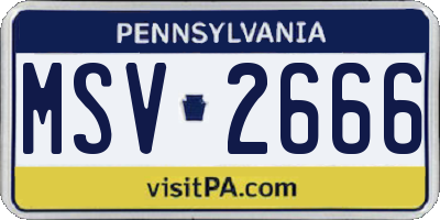 PA license plate MSV2666