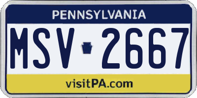 PA license plate MSV2667