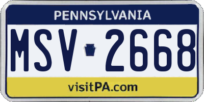 PA license plate MSV2668