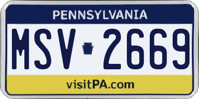 PA license plate MSV2669