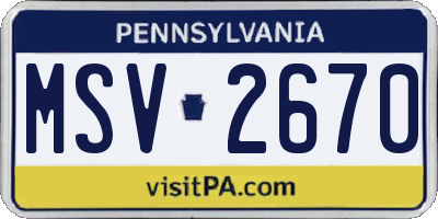 PA license plate MSV2670