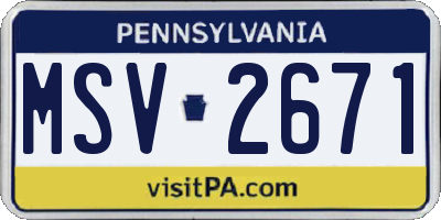 PA license plate MSV2671