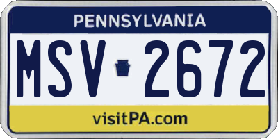 PA license plate MSV2672