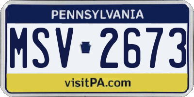 PA license plate MSV2673