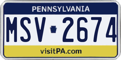 PA license plate MSV2674