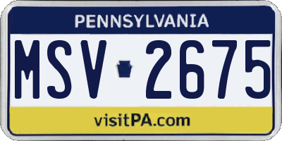 PA license plate MSV2675