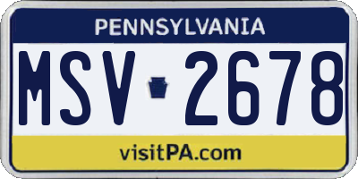 PA license plate MSV2678