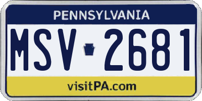 PA license plate MSV2681