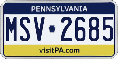 PA license plate MSV2685