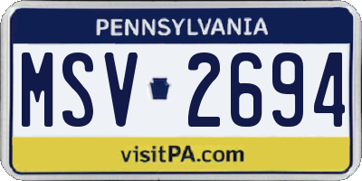 PA license plate MSV2694