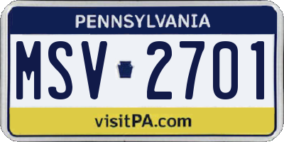 PA license plate MSV2701