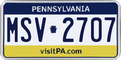 PA license plate MSV2707