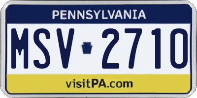 PA license plate MSV2710