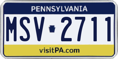 PA license plate MSV2711