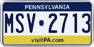 PA license plate MSV2713