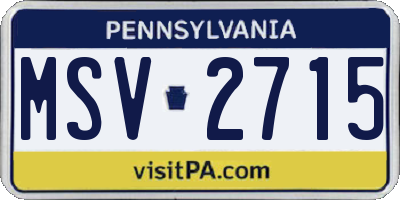 PA license plate MSV2715