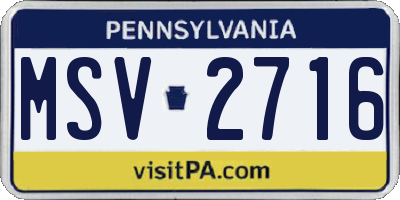 PA license plate MSV2716