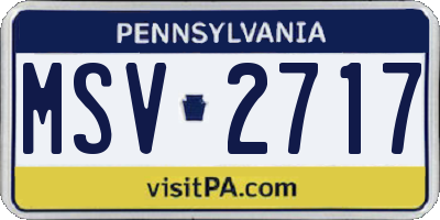 PA license plate MSV2717