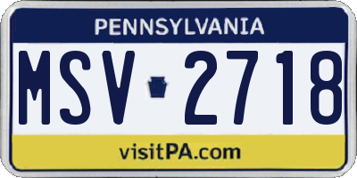 PA license plate MSV2718