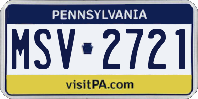 PA license plate MSV2721