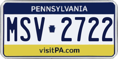 PA license plate MSV2722