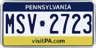 PA license plate MSV2723