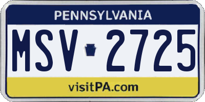 PA license plate MSV2725