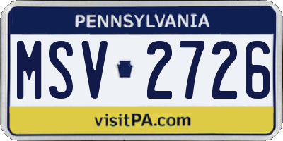 PA license plate MSV2726