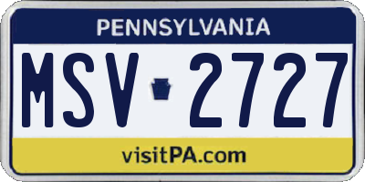 PA license plate MSV2727