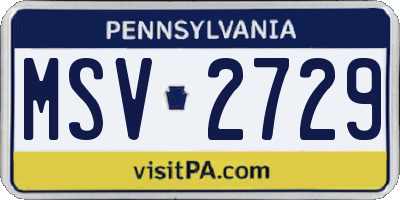 PA license plate MSV2729