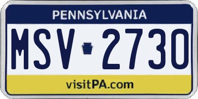 PA license plate MSV2730