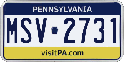 PA license plate MSV2731