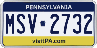 PA license plate MSV2732