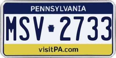 PA license plate MSV2733
