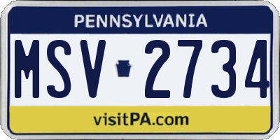 PA license plate MSV2734