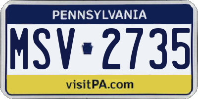 PA license plate MSV2735