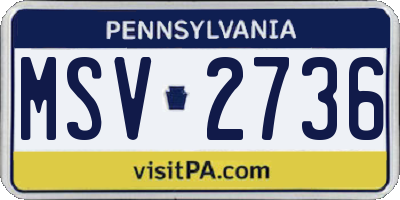 PA license plate MSV2736