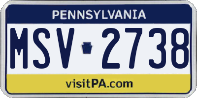 PA license plate MSV2738