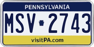 PA license plate MSV2743