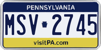 PA license plate MSV2745