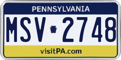 PA license plate MSV2748