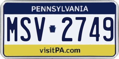 PA license plate MSV2749
