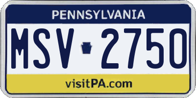 PA license plate MSV2750