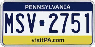 PA license plate MSV2751