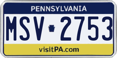 PA license plate MSV2753