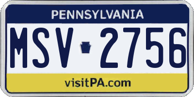 PA license plate MSV2756