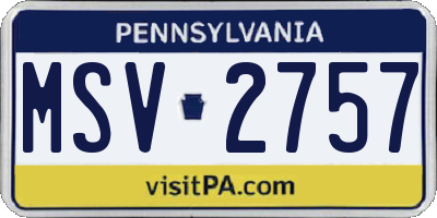 PA license plate MSV2757